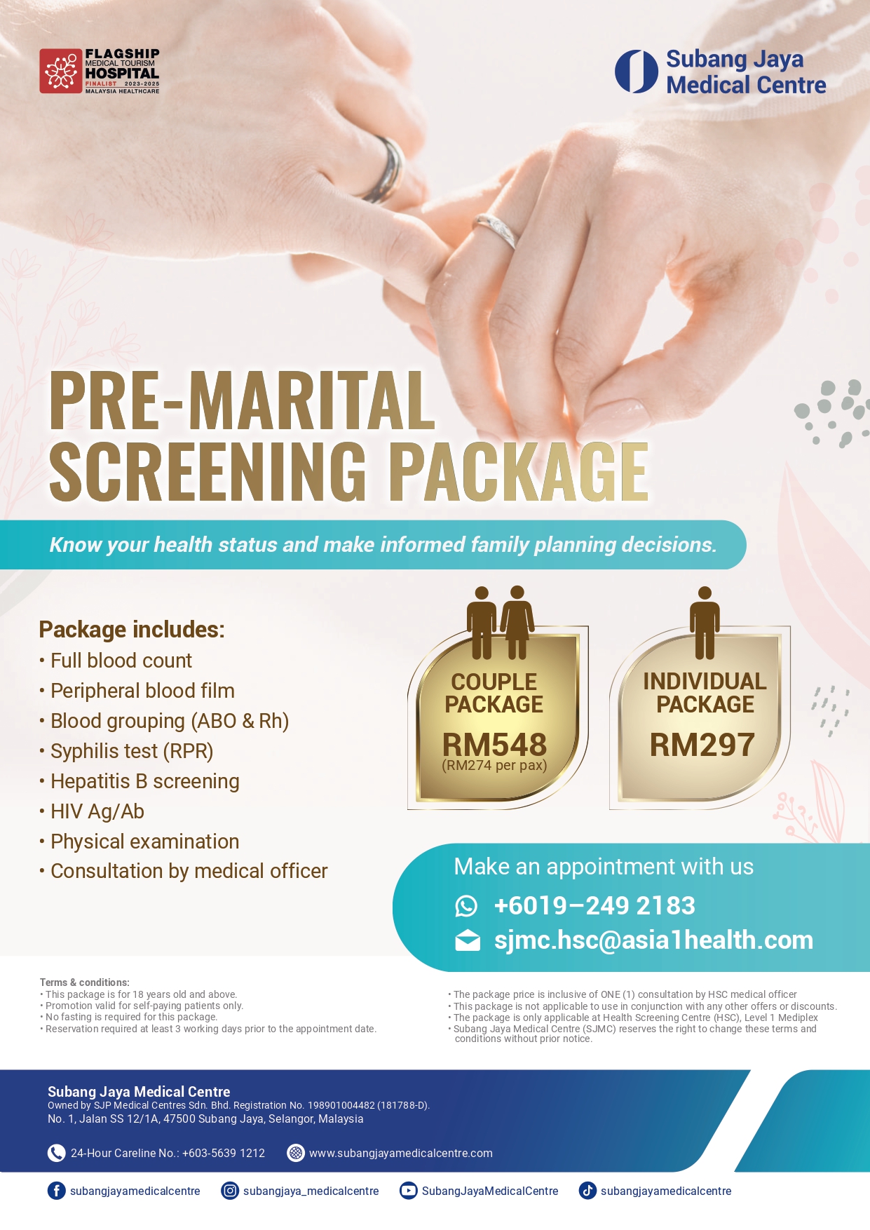 Pre Marital Health Screening Individual Couple Packages SJMC Pre Marital Health Screening Individual Couple Packages SJMC